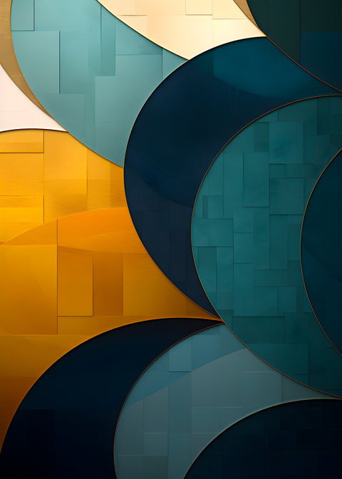 Abstract - Blue gold wave 39 Wall Art