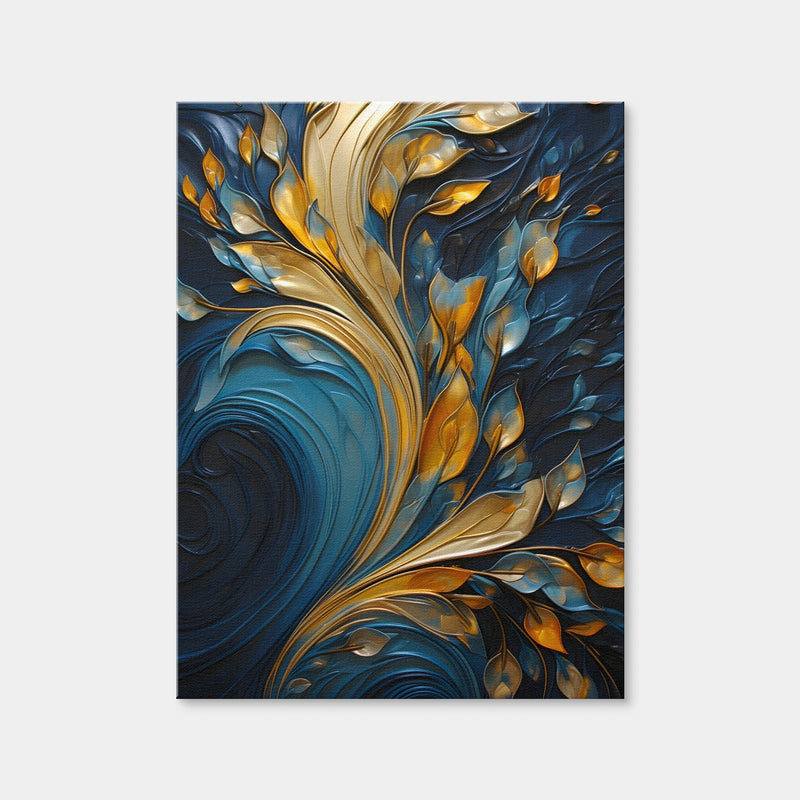 AUTO-MOCKUP WHITE | Abstract - Blue Gold Waves 26 | 1 Piece | Gallery Wrap Canvas | group=3x4