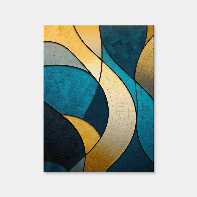 AUTO-MOCKUP WHITE | Abstract - Blue Gold Waves 36 | 1 Piece | Gallery Wrap Canvas | group=3x4