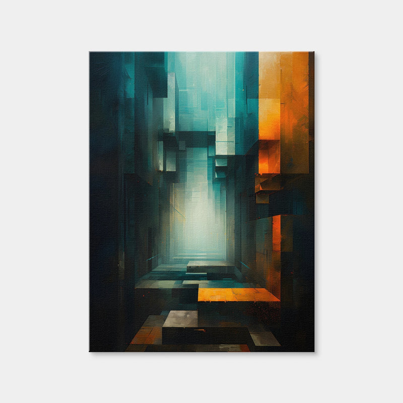 AUTO-MOCKUP WHITE | Abstract - Blue Orange Shapes 12 | 1 Piece | Gallery Wrap Canvas | group=3x4