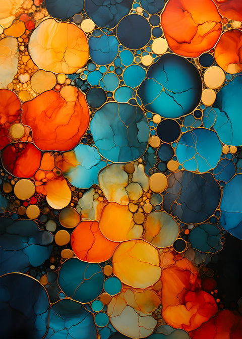 Abstract - Blue orange shapes 16 Wall Art