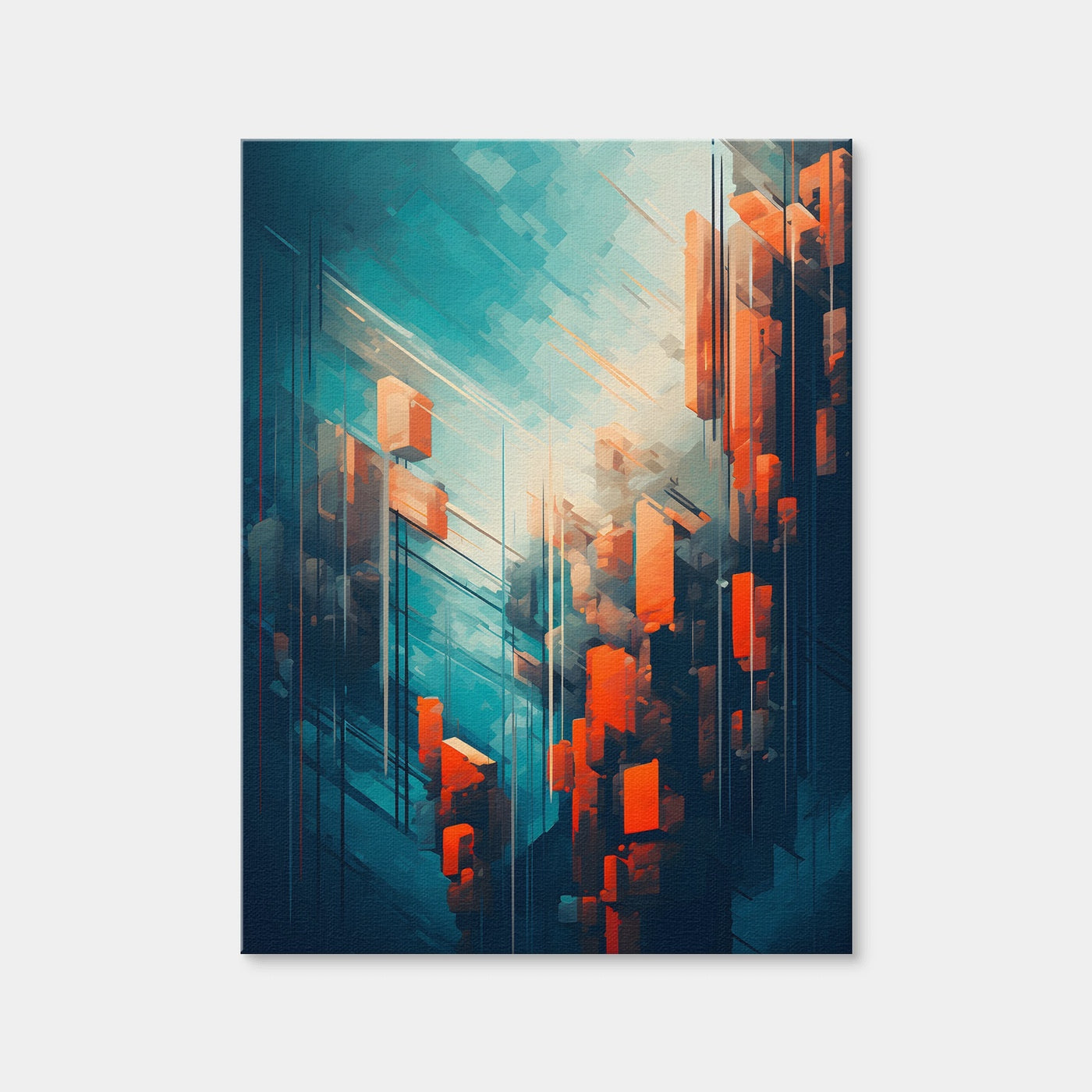 AUTO-MOCKUP WHITE | Abstract - Blue Orange Shapes 9 | 1 Piece | Gallery Wrap Canvas | group=3x4