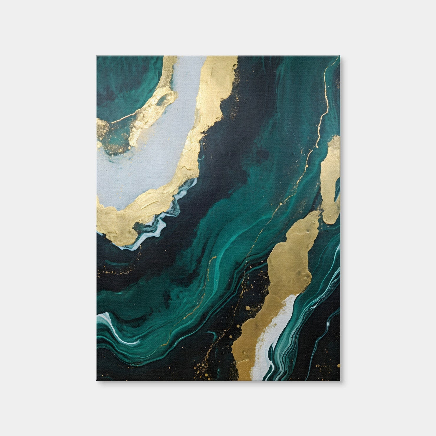 AUTO-MOCKUP WHITE | Abstract - Green Gold Waves 1 | 1 Piece | Gallery Wrap Canvas | group=3x4