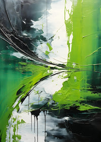 Abstract - Green white shapes 1 Wall Art
