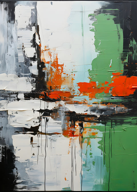 Abstract - Green white shapes 2 Wall Art