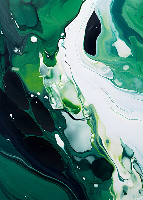 Abstract - Green white waves 2 Wall Art