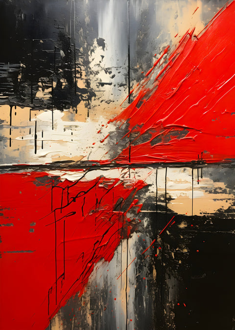 Abstract - Red black shapes 7 Wall Art