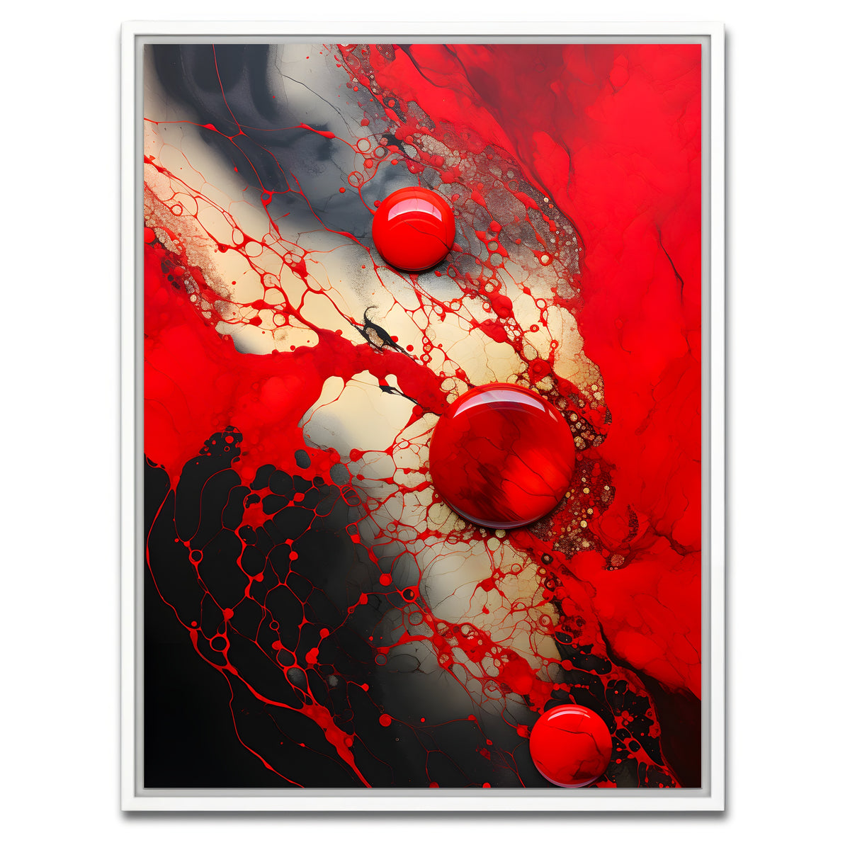 AUTO-MOCKUP WHITE | Abstract - Red black shapes 9 | 1 Piece | White Framed Canvas | group=3x4