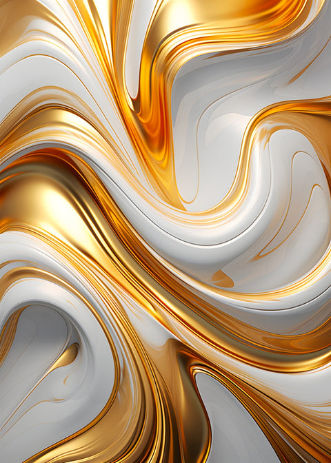 Abstract - White gold waves 4 Wall Art