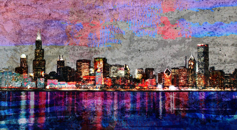 Abstract Chicago Skyline Wall Art