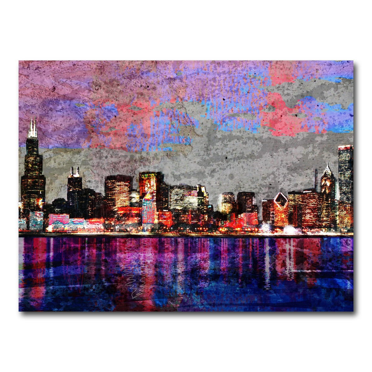 AUTO-MOCKUP WHITE | Abstract Chicago Skyline | 1 Piece | Gallery Wrap Canvas | group=4x3
