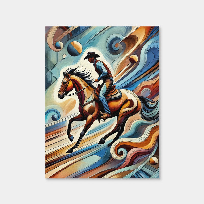 AUTO-MOCKUP WHITE | Abstract Cowboy & Horse | 1 Piece | Gallery Wrap Canvas | group=3x4