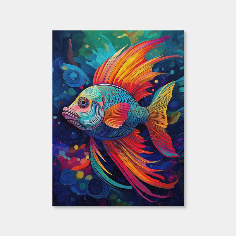 AUTO-MOCKUP WHITE | Abstract Fish Modern Art | 1 Piece | Gallery Wrap Canvas | group=3x4