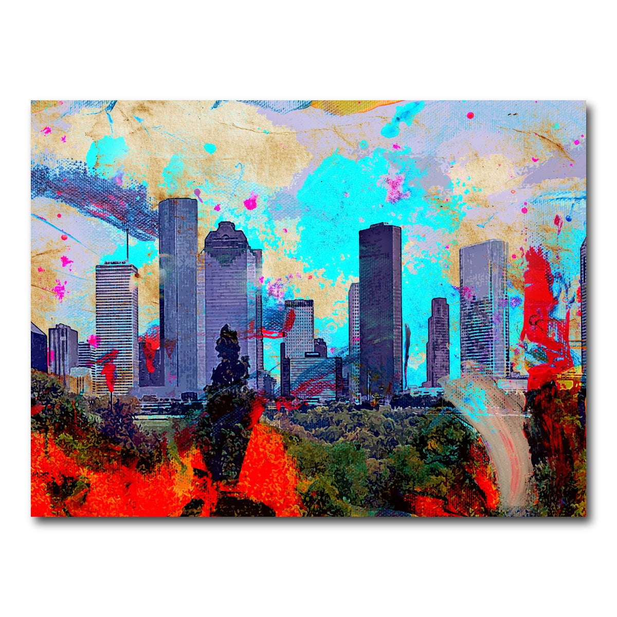 AUTO-MOCKUP WHITE | Abstract Houston Skyline | 1 Piece | Gallery Wrap Canvas | group=4x3