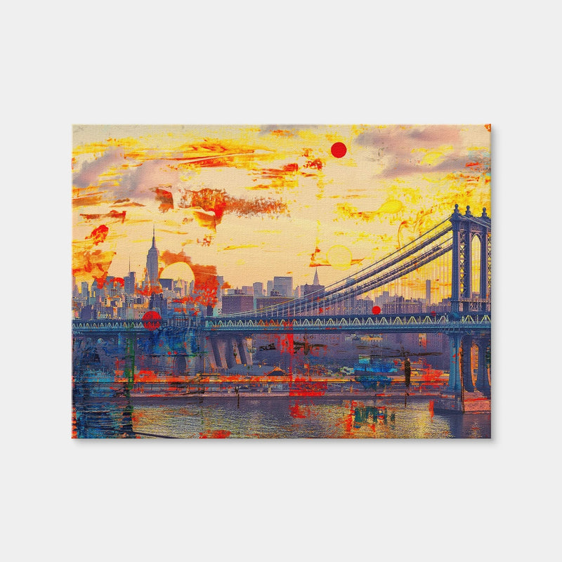 AUTO-MOCKUP WHITE | Abstract Manhattan Bridge | 1 Piece | Gallery Wrap Canvas | group=4x3