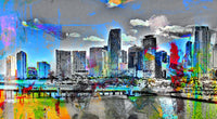 Abstract Miami Skyline Wall Art