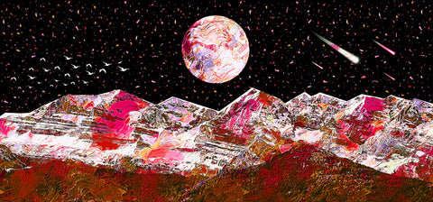 Abstract Red Moon Wall Art