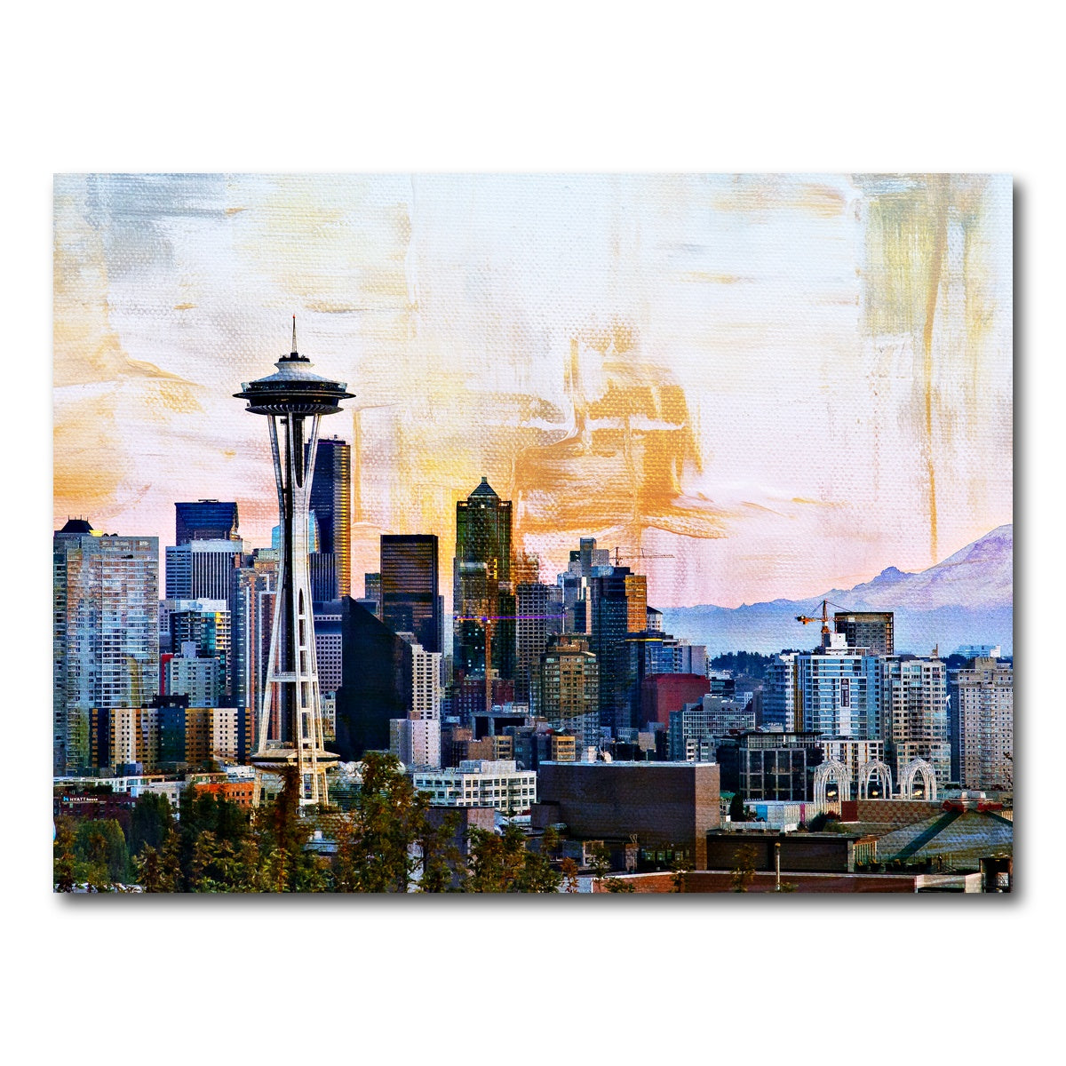 AUTO-MOCKUP WHITE | Abstract Seattle Skyline | 1 Piece | Gallery Wrap Canvas | group=4x3