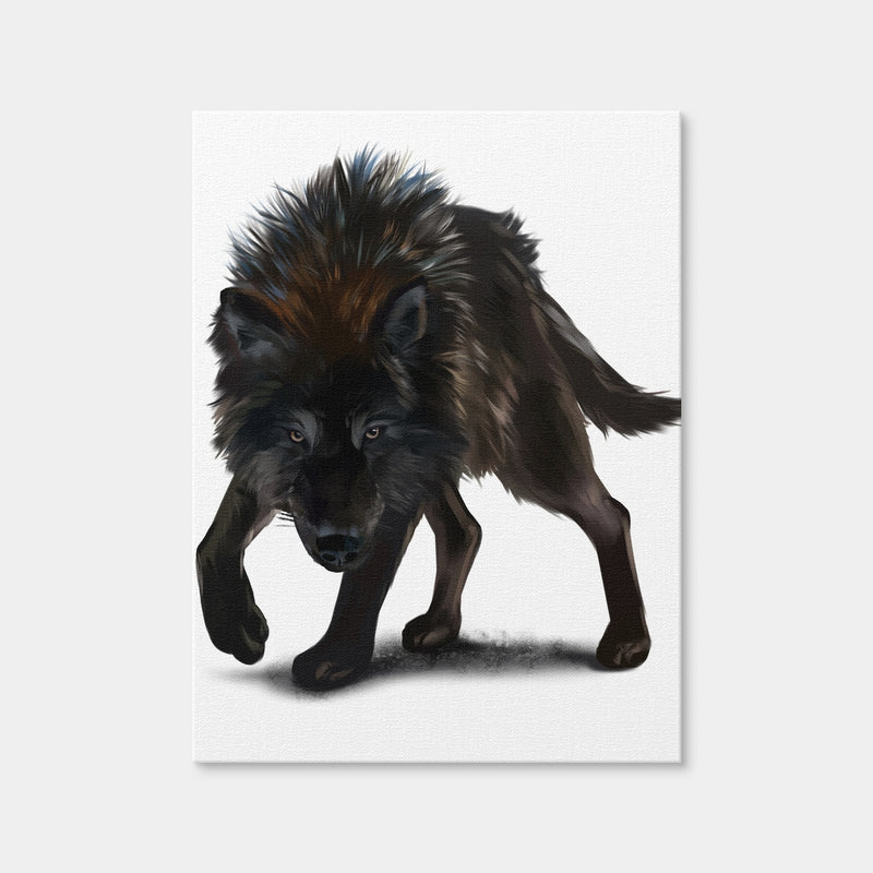 AUTO-MOCKUP WHITE | Aggressive Black Wolf | 1 Piece | Gallery Wrap Canvas | group=3x4
