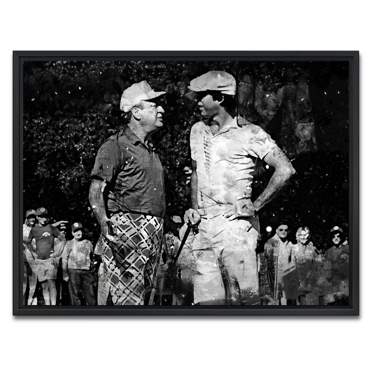 AUTO-MOCKUP WHITE | Al and Ty Caddyshack Grayscale | 1 Piece | Black Framed Canvas | group=4x3