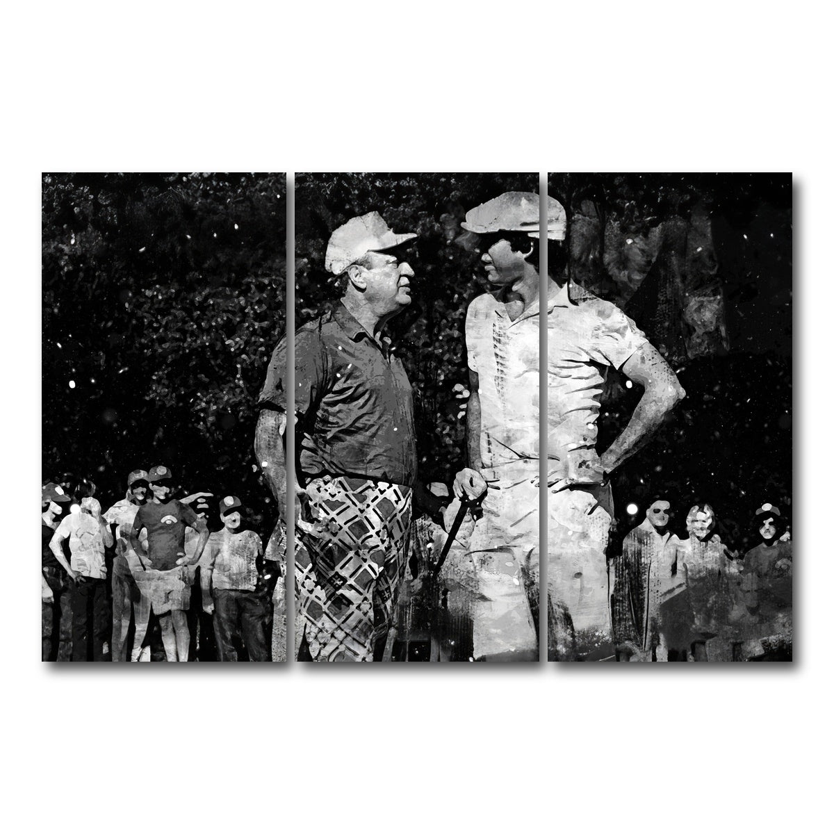 AUTO-MOCKUP WHITE | Al and Ty Caddyshack Grayscale | 3 Piece | Gallery Wrap Canvas | group=12x24