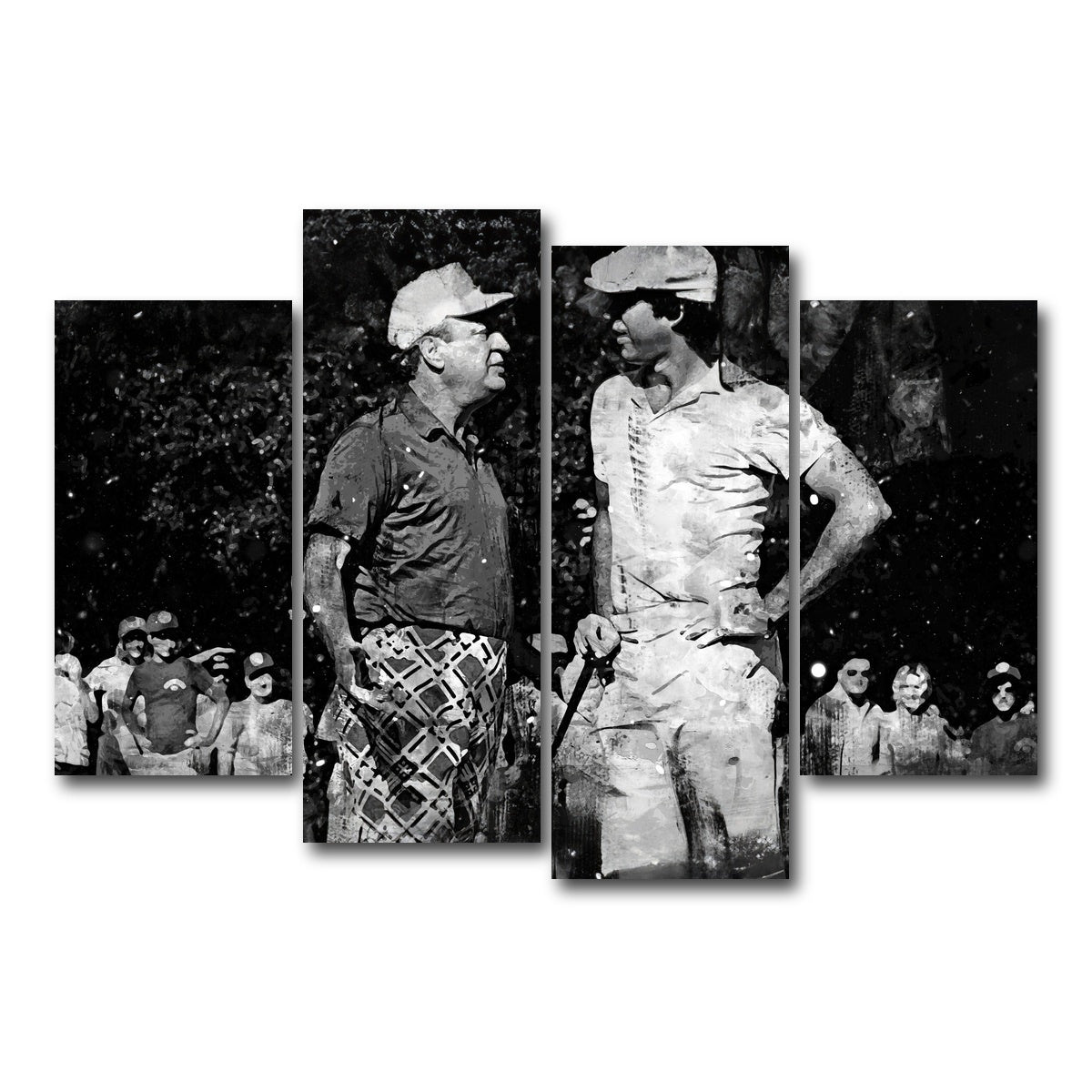AUTO-MOCKUP WHITE | Al and Ty Caddyshack Grayscale | 4 Piece | Gallery Wrap Canvas | group=4_short