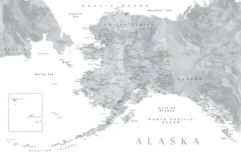 Alaska Map 2 Wall Art