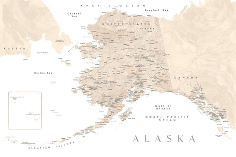 Alaska Map 3 Wall Art