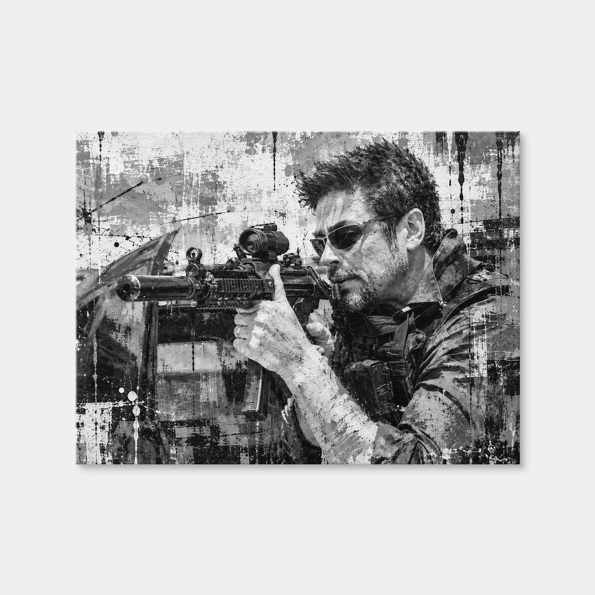 AUTO-MOCKUP WHITE | Alejandro – Sicario Grayscale | 1 Piece | Gallery Wrap Canvas | group=4x3