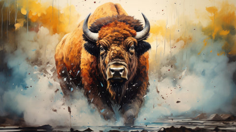 American Bison Watercolor Wall Art