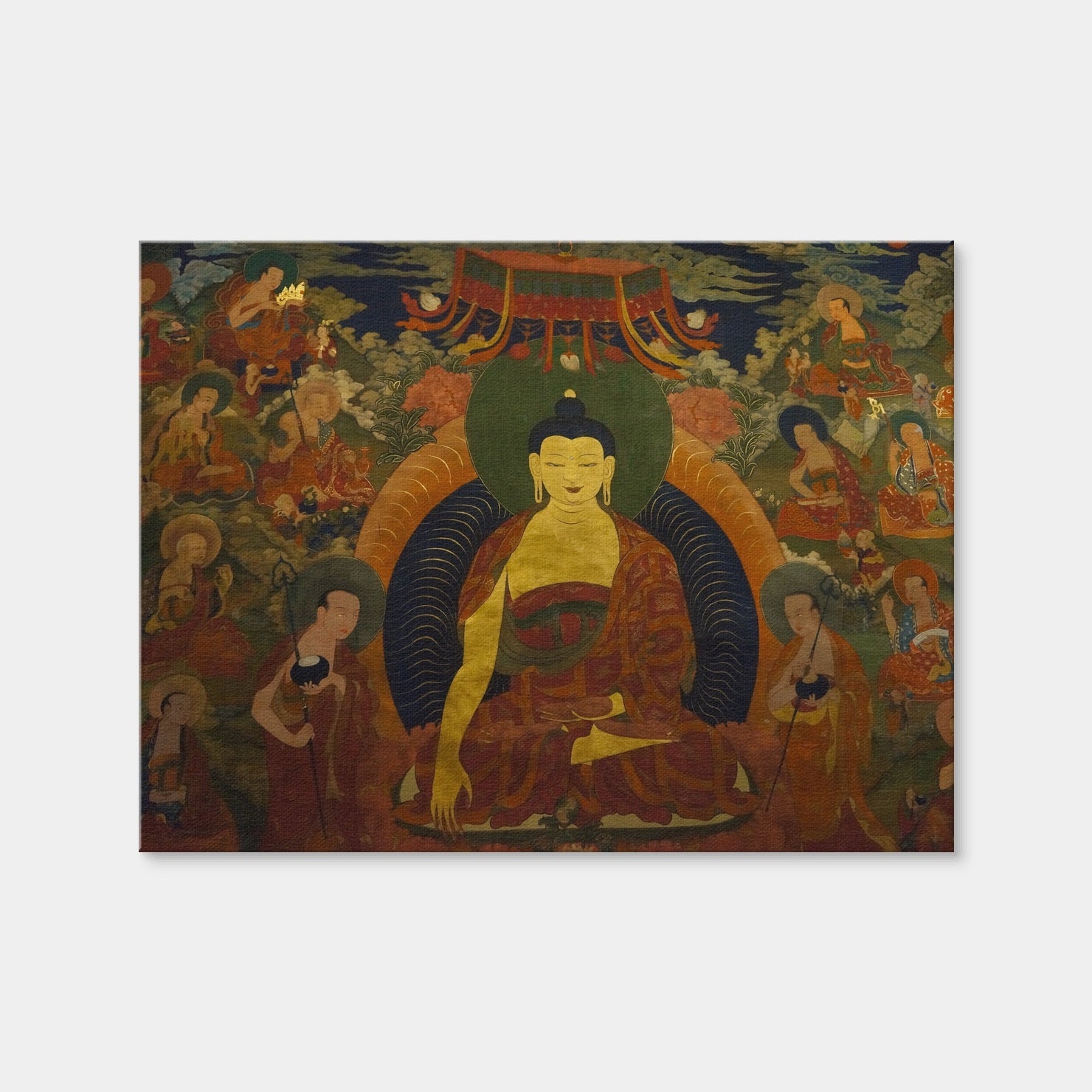 AUTO-MOCKUP WHITE | Ancient Buddhist Fresco | 1 Piece | Gallery Wrap Canvas | group=4x3