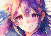 Anime Girl Watercolor Wall Art