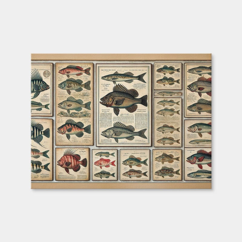 AUTO-MOCKUP WHITE | Antique fish illustrations | 1 Piece | Gallery Wrap Canvas | group=4x3