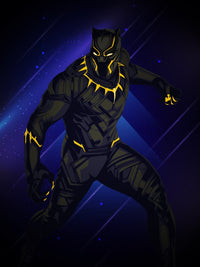 BLACK PANTHER on Blue Wall Art