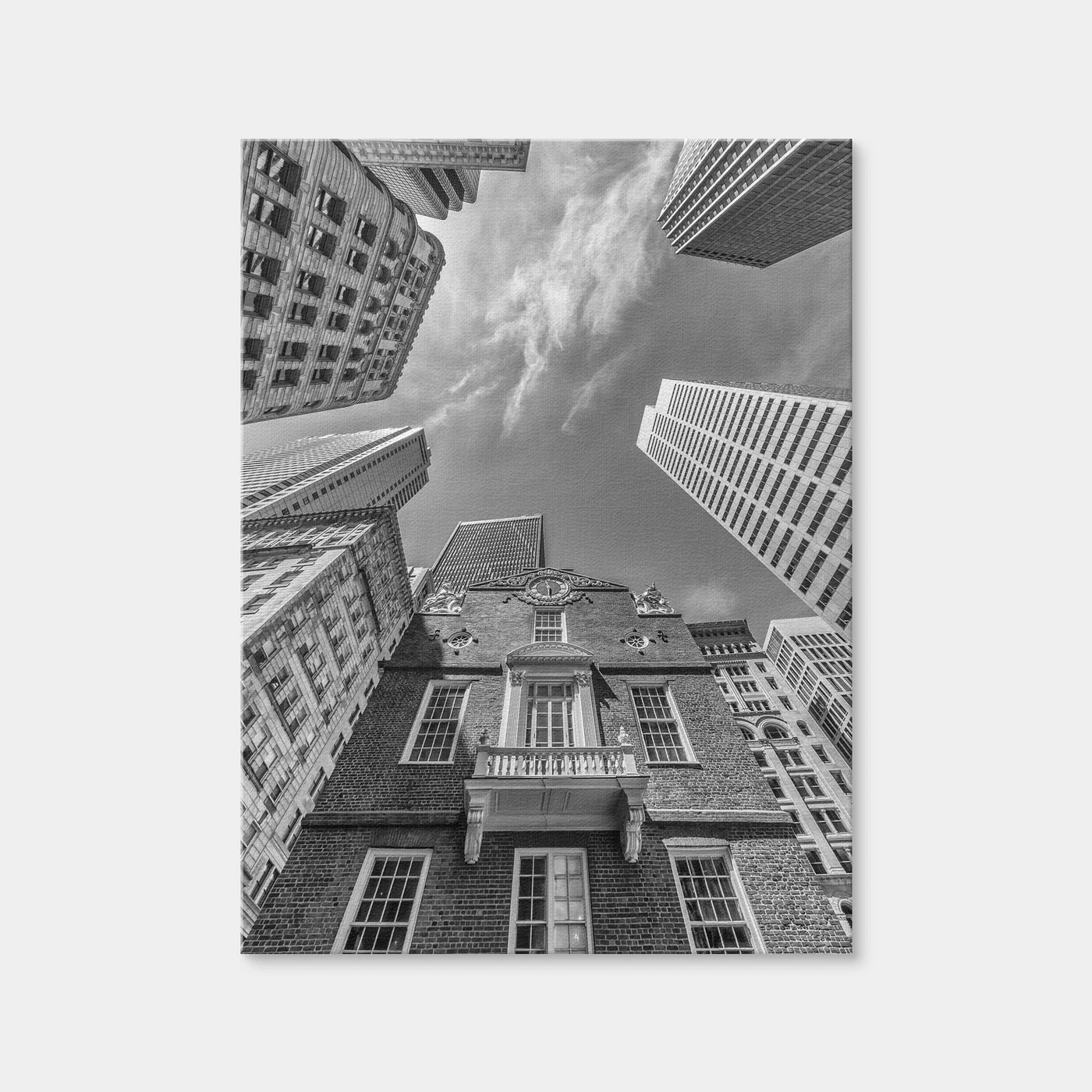 AUTO-MOCKUP WHITE | BOSTON Old State House Monochrome | 1 Piece | Gallery Wrap Canvas | group=3x4