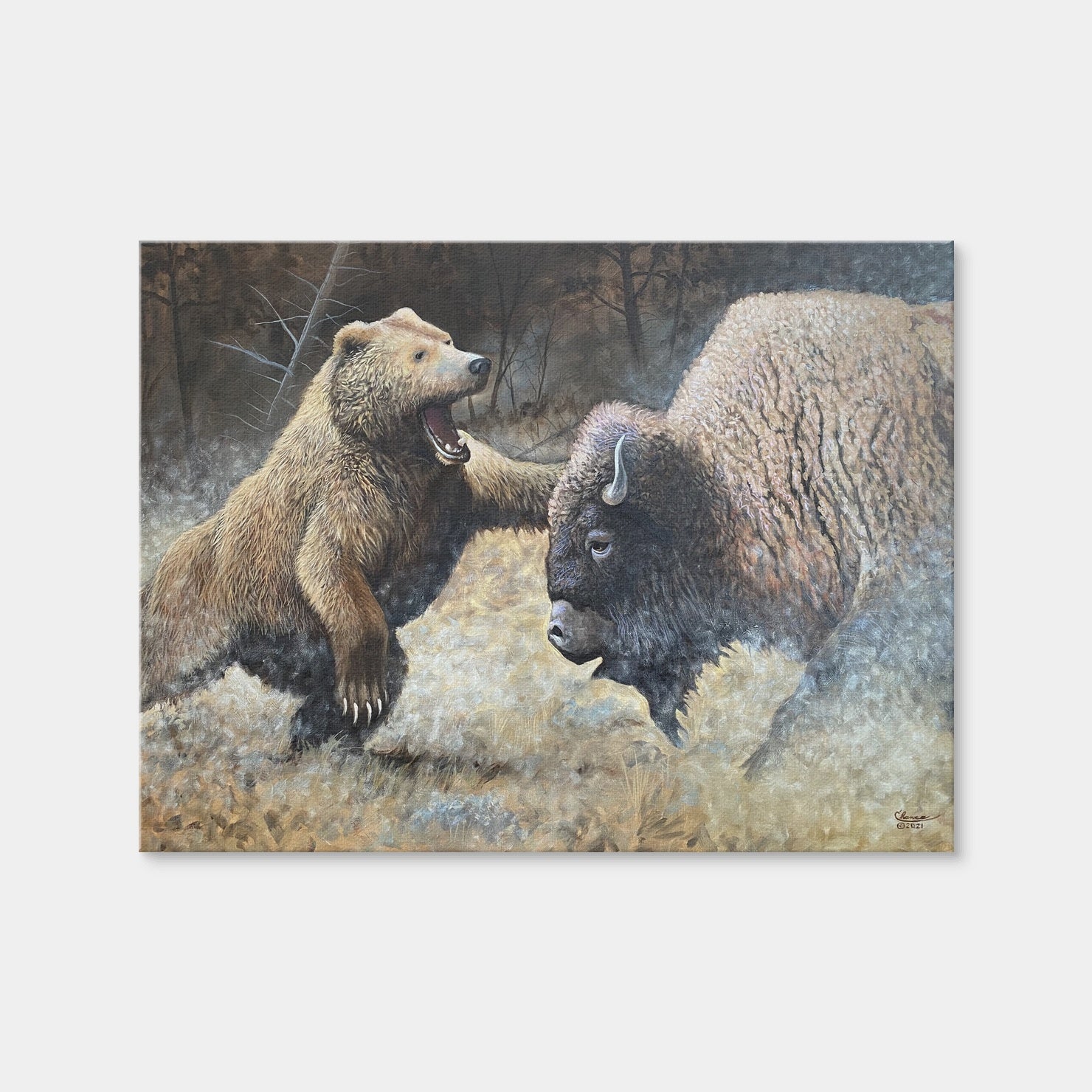 AUTO-MOCKUP WHITE | Bear and Buffalo | 1 Piece | Gallery Wrap Canvas | group=4x3