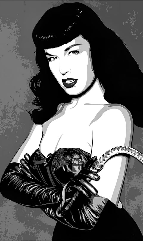 Bettie Page Grayscale Wall Art