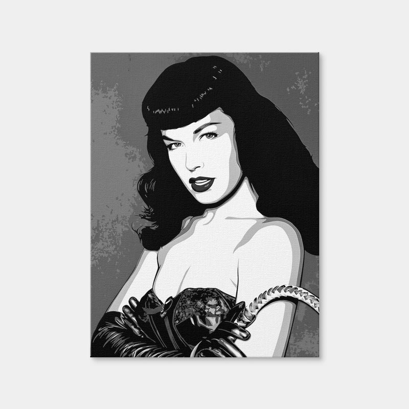 AUTO-MOCKUP WHITE | Bettie Page Grayscale | 1 Piece | Gallery Wrap Canvas | group=3x4