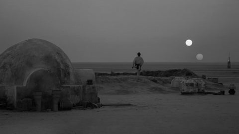 Binary sunset grayscale Wall Art