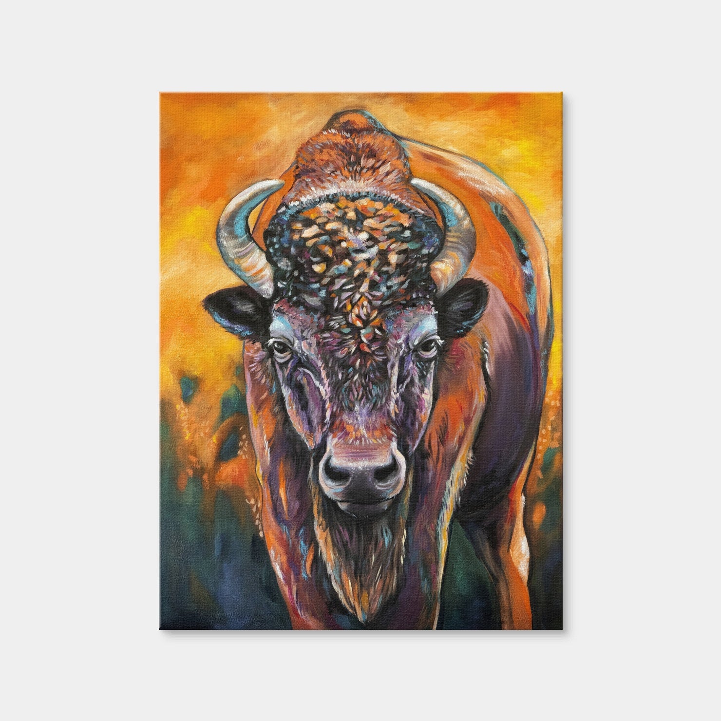 AUTO-MOCKUP WHITE | Bison Oil Painting | 1 Piece | Gallery Wrap Canvas | group=3x4