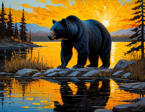 Black Bear Sunset Wall Art