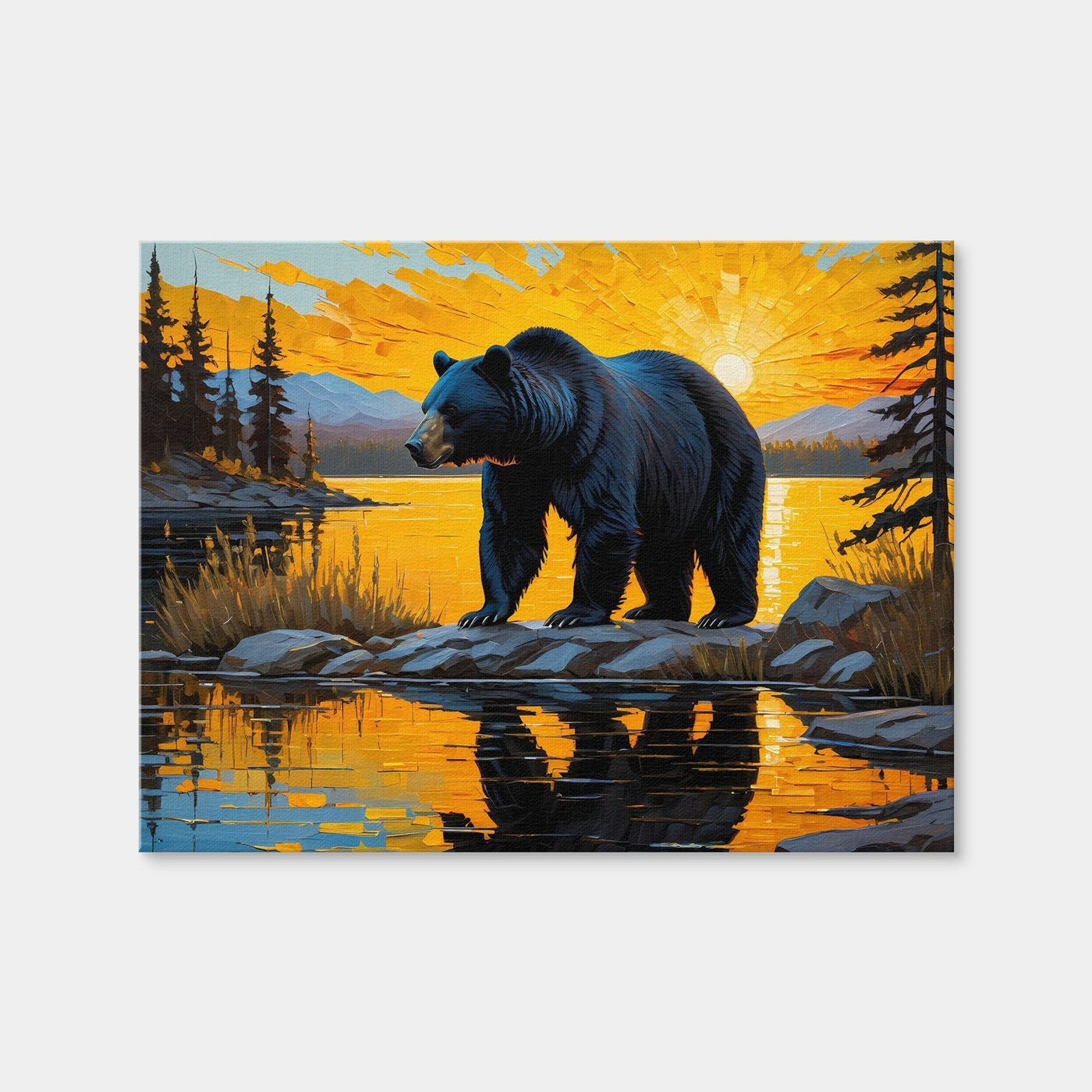 AUTO-MOCKUP WHITE | Black Bear Sunset | 1 Piece | Gallery Wrap Canvas | group=4x3