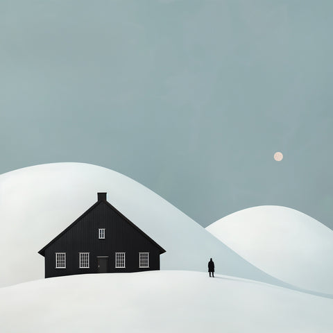 Black House in Snow Wall Art