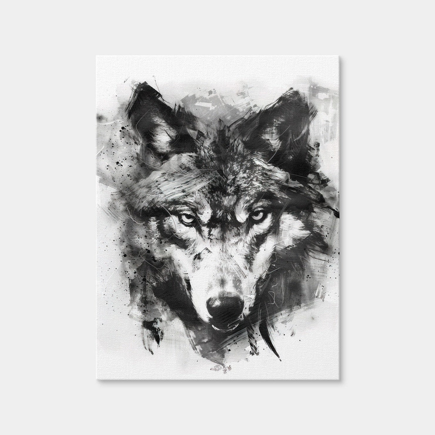AUTO-MOCKUP WHITE | Black & White Wolf | 1 Piece | Gallery Wrap Canvas | group=3x4