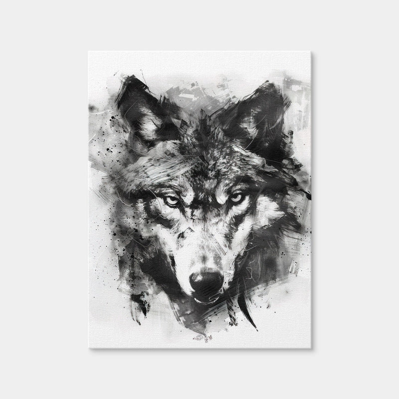 AUTO-MOCKUP WHITE | Black & White Wolf | 1 Piece | Gallery Wrap Canvas | group=3x4