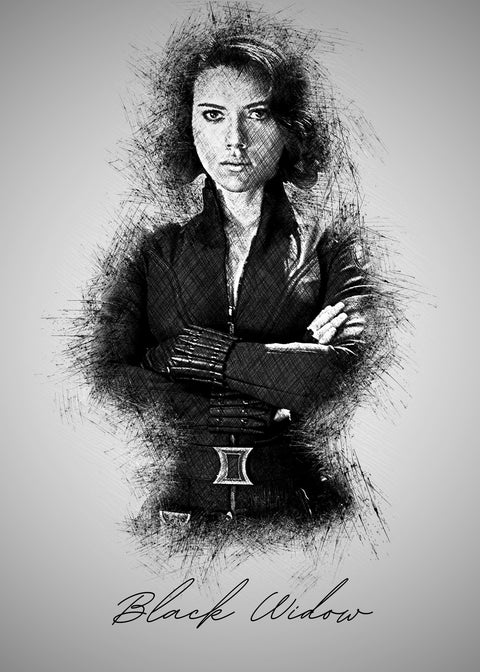 Black Widow Sketch Wall Art