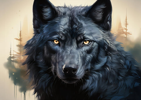 Black Wolf Wall Art