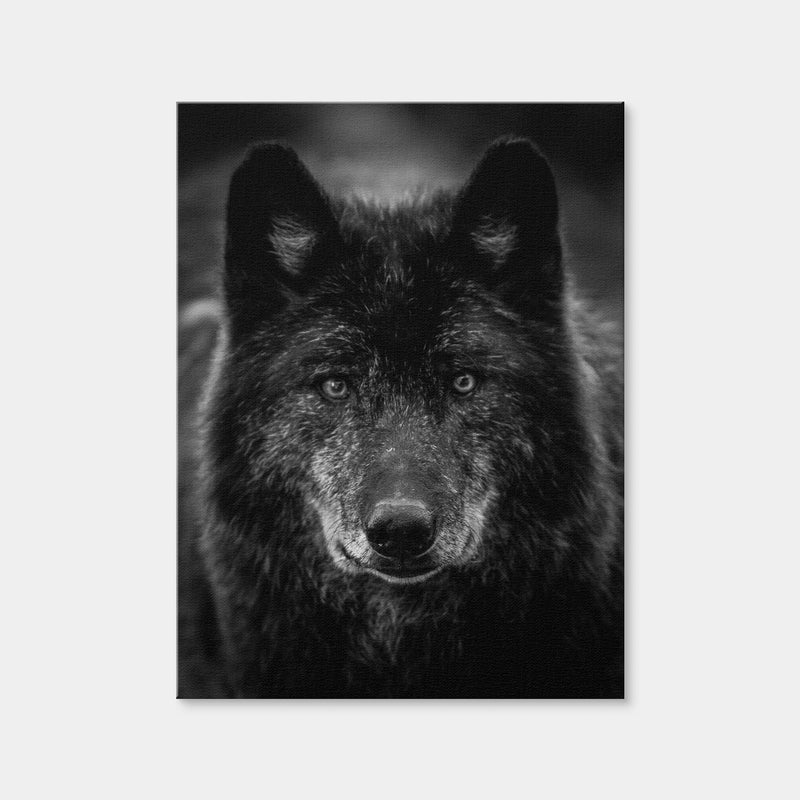 AUTO-MOCKUP WHITE | Black Wolf Headshot | 1 Piece | Gallery Wrap Canvas | group=3x4