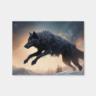 AUTO-MOCKUP WHITE | Black Wolf Jumping | 1 Piece | Gallery Wrap Canvas | group=4x3
