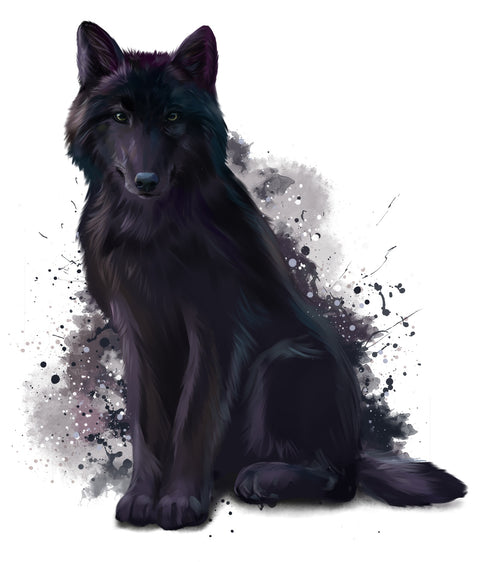 Black Wolf watercolor Wall Art